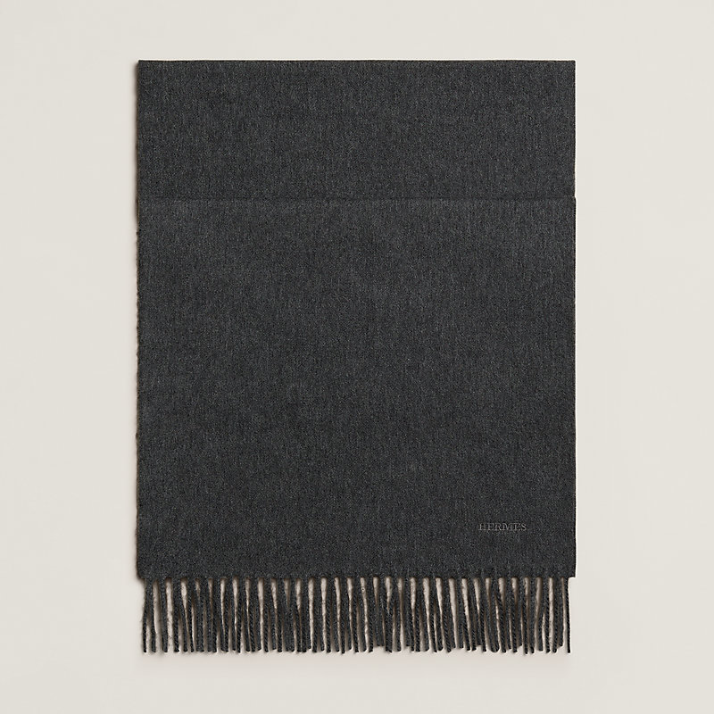 カシミヤマフラー 《ユニ・ブロデ》 - グレー | Hermès - エルメス